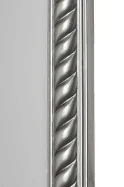 Casa Padrino Barock Standspiegel Silber mit wunderschönem antik-silbernem Kordelrahmen H. 180 cm - Handgefertigt