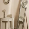 Casa Padrino Barock Standspiegel Silber 50 x H. 180 cm - Handgefertigter Spiegel mit Holzrahmen & wunderschönen Verzierungen