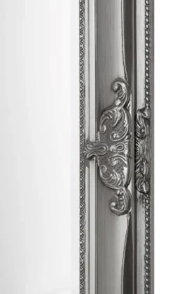 Casa Padrino Barock Standspiegel Silber 50 x H. 180 cm - Handgefertigter Spiegel mit Holzrahmen & wunderschönen Verzierungen