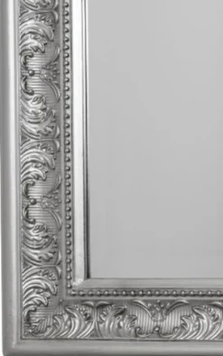 Casa Padrino Barock Standspiegel / Wandspiegel Silber 45 x H. 180 cm - Handgefertigter Spiegel mit Holzrahmen & wunderschönen Verzierungen