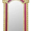 Casa Padrino Barock Standspiegel mit dekorativen Engelsfiguren Bordeauxrot / Gold - Handgefertigter Massivholz Spiegel im Barockstil - Barock Möbel - Edel & Prunkvoll