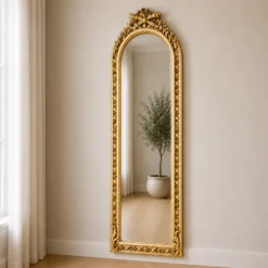 Casa Padrino Barock Standspiegel Gold 60 x H. 190 cm - Handgefertigter Antik Stil Ganzkörperspiegel - Garderoben Spiegel - Schlafzimmer Spiegel - Barock Möbel