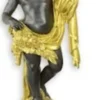 Casa Padrino Barock Statue mit Blumentopf linke Hand und Sockel Bronzefarben / Grau / Gold H. 201 cm - Prunkvolle Bronze Skulptur - Dekofigur im Barockstil - Barock Deko Accessoires