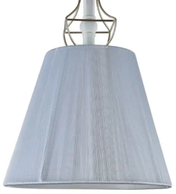 Casa Padrino Barockstil Hängeleuchte mit dekorativer Golddraht Umrahmung, Weiß, Durchmesser 18 cm, Höhe 28 cm