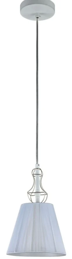 Casa Padrino Barockstil Hängeleuchte mit dekorativer Golddraht Umrahmung, Weiß, Durchmesser 18 cm, Höhe 28 cm