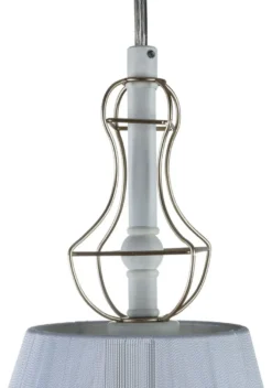Casa Padrino Barockstil Hängeleuchte mit dekorativer Golddraht Umrahmung, Weiß, Durchmesser 18 cm, Höhe 28 cm