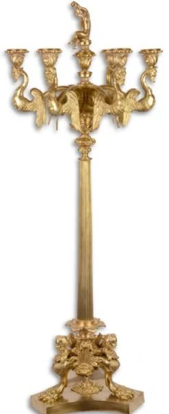 Casa Padrino Barockstil Kerzenständer / Kerzenhalter Gold 32,5 x 32,5 x H. 76,5 cm - Edel & Prunkvoll