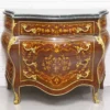 Casa Padrino Barockstil Kommode mit 4 Schubladen und Marmorplatte in braun, gold und schwarz, 110 x 50 x H. 90 cm