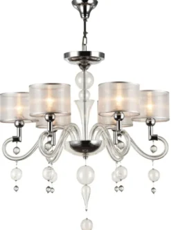 Casa Padrino Barockstil Kronleuchter 6-flammig in Silber Ø 71 x H. 68 cm - Prunkvoller Barock Lüster