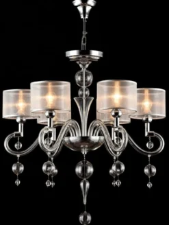 Casa Padrino Barockstil Kronleuchter 6-flammig in Silber Ø 71 x H. 68 cm - Prunkvoller Barock Lüster