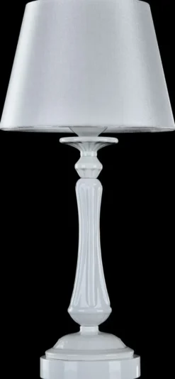 Casa Padrino Barockstil Tischleuchte Hochglanzweiß Ø 23 x H. 48 cm - Jugendstil Möbel