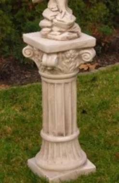 Casa Padrino Barock Säule Beige H. 76 cm - Prunkvolle Gartensäule im Barockstil - Gartendeko Stein Säule - Barock Garten & Terrassen Deko Accessoires