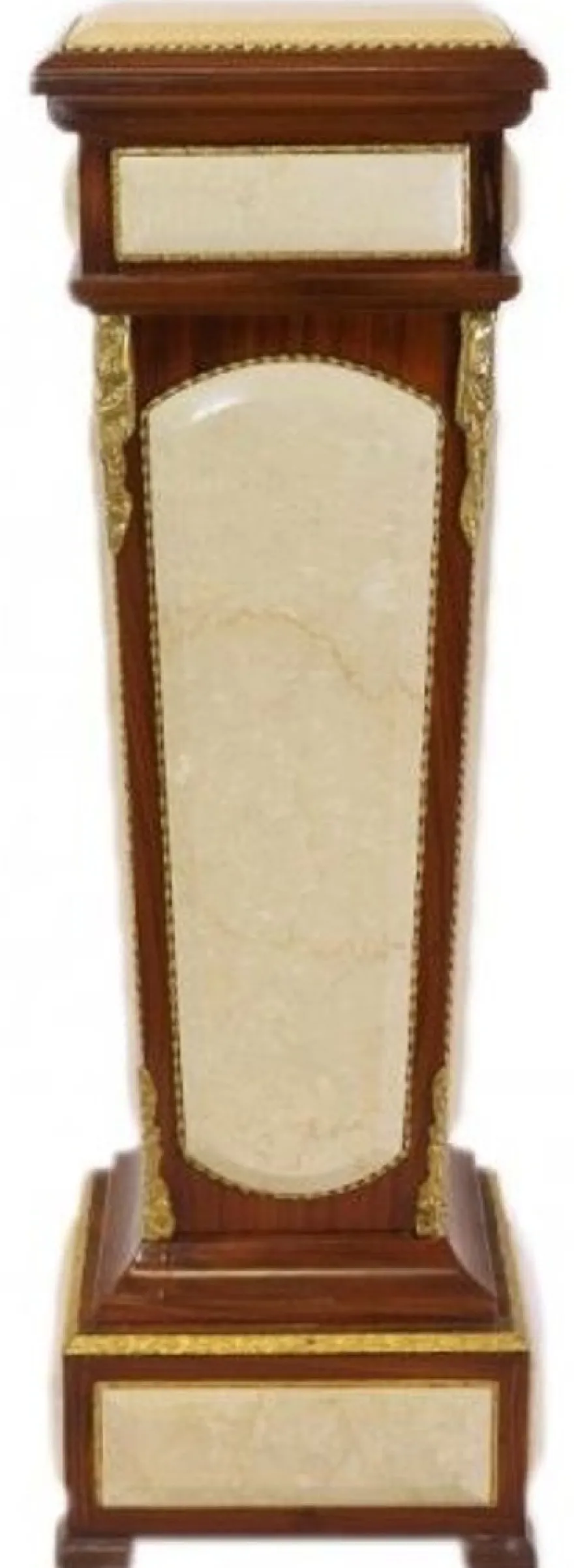 Casa Padrino Barock Säule Mahagoni / Creme mit Marmorbesatz
