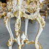 Casa Padrino Barock Säule mit Marmorplatte Weiß / Rosa / Gold - Prunkvoller Antik Stil Massivholz Blumentisch - Wohnzimmer Möbel im Barockstil - Antik Stil Möbel - Barock Möbel