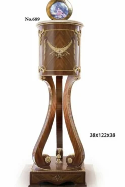 Casa Padrino Barock Säule mit Marmorbesatz in Mahagonibraun Creme Gold 38 x 38 x H. 122 cm