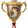Casa Padrino Barock Säule mit Vase Bordeauxrot / Mehrfarbig / Gold - Prunkvolles Deko Set im Barockstil
