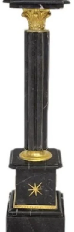 Casa Padrino Barock Säule Schwarz / Gold H. 100 cm - Prunkvolle Marmor Säule im Barockstil - Barock Deko Accessoires