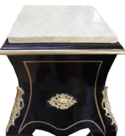 Casa Padrino Barock Säule Schwarz / Gold Mit Creme Marmorplatte 40 x 40 x H.115