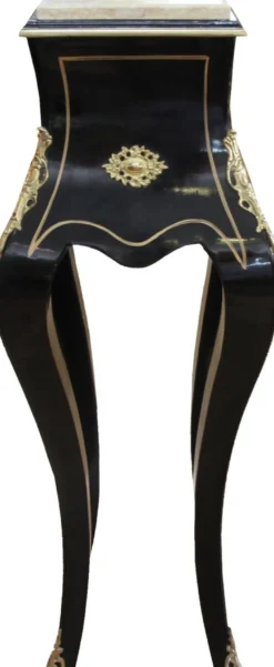Casa Padrino Barock Säule Schwarz / Gold Mit Creme Marmorplatte 40 x 40 x H.115