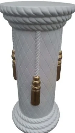 Casa Padrino Barock Säule Weiß / Gold H. 76 cm - Prunkvolle runde Kunstharz Deko Säule - Dekorative Accessoires im Barockstil