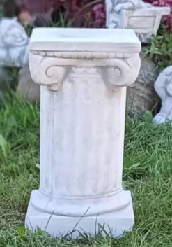 Casa Padrino Barock Säule Weiß / Grau 17 x 17 x H. 32 cm - Prunkvolle Gartensäule im Barockstil - Gartendeko Stein Säule - Barock Garten & Terrassen Deko Accessoires