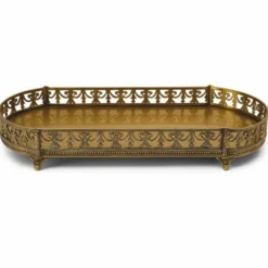 Casa Padrino Barock Tablett Antik Messing 48 cm - Barockstil Gastronomie Accessoires