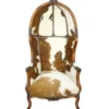 Casa Padrino Barock Thron Sessel Victory Kuhfell / Braun - Ballon Chair - Thron Stuhl Tron - Haubensessel