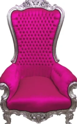 Casa Padrino Barock Thron Sessel Majestic in Pink und Silber, Riesensessel, 173 x 104 x 82 cm