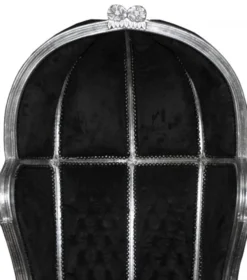 Casa Padrino Barock Thron Sessel Victory Schwarz / Silber - Massivholz Samt - 177 x 83 x 66 cm