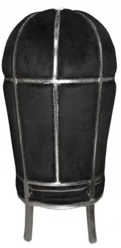 Casa Padrino Barock Thron Sessel Victory Schwarz / Silber - Massivholz Samt - 177 x 83 x 66 cm