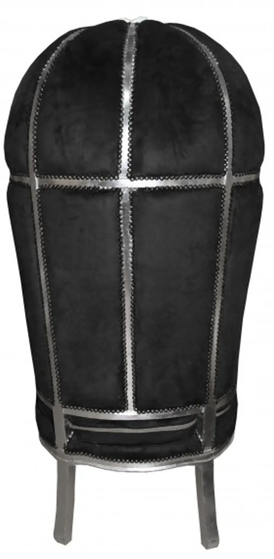 Casa Padrino Barock Thron Sessel Victory Schwarz / Silber - Massivholz Samt - 177 x 83 x 66 cm