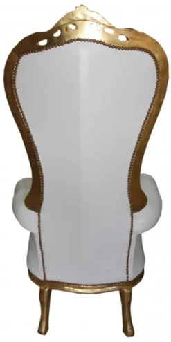 Casa Padrino Barock Thron Sessel Majestic Mod1 Weiß/Gold - Riesensessel - Handgefertigter Prachtthron - 167 x 95 x 70 cm