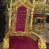 Casa Padrino Barock Thron Sessel mit Kunstleder und Glitzersteinen Bordeauxrot / Gold - Handgefertigter Königssessel - Hochzeitssessel - Riesensessel - Prunkvolle Barock Möbel