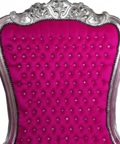 Casa Padrino Barock Thron Sessel Majestic in Pink und Silber mit Glitzersteinen, 173 x 104 x 82 cm