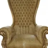 Casa Padrino Barock Thron Sessel Majestic in Gold mit Muster und Glitzersteinen, 190 x 95 x 72 cm