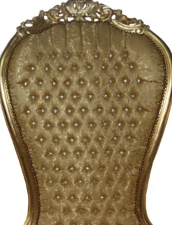 Casa Padrino Barock Thron Sessel Majestic in Gold mit Muster und Glitzersteinen, 190 x 95 x 72 cm
