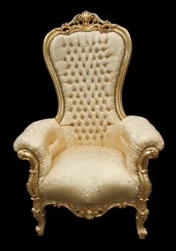 Casa Padrino Barock Thron Sessel Majestic Medium Gold Muster / Gold mit Bling Bling Glitzersteinen, 141 x 86 x 70 cm
