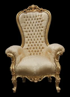 Casa Padrino Barock Thron Sessel Majestic Medium Gold Muster / Gold mit Bling Bling Glitzersteinen, 141 x 86 x 70 cm