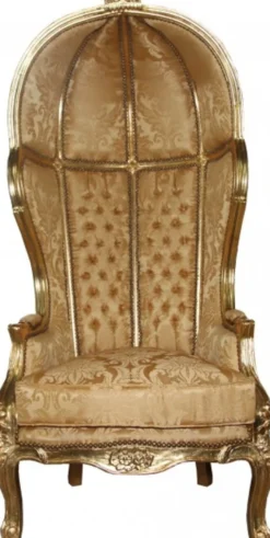 Casa Padrino Barock Thron Sessel Victory Gold mit Barock Muster - Massivholz Luxus Thronstuhl - Höhe 177 cm