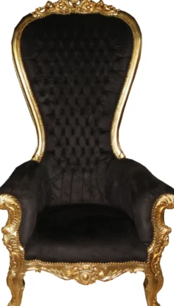 Casa Padrino Barock Thron Sessel Majestic Mod1 Schwarz/Gold - Riesensessel - Thron Stuhl
