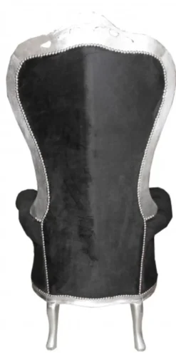 Casa Padrino Barock Thron Sessel Majestic Schwarz / Silber - Riesensessel aus Massivholz - Höhe 167 cm