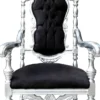 Casa Padrino Barock Thron Sessel Schwarz / Silber Königssessel - Hochzeitssessel - Riesensessel