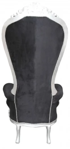 Casa Padrino Barock Thron Sessel Majestic Mod2 Schwarz/Silber, 190 cm Höhe - Massivholz Luxus Thron Stuhl