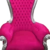 Casa Padrino Barock Thron Sessel Majestic Medium Pink/Silber, 141 x 85 x 70 cm, handgefertigter Riesensessel