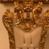 Casa Padrino Barock Thron Stuhl Creme / Gold - Handgefertigter Hochlehn Esszimmer Stuhl mit Samtstoff und Glitzersteinen - Barock Esszimmer Möbel