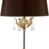 Casa Padrino Barock Tischleuchte Bronze / Antik Gold Ø 43 x H. 72 cm - Elegante Schreibtischleuchte mit handgefertigten Stahl Eichenblättern und dekorativen Glastropfen - Barock Leuchten