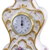 Casa Padrino Barock Tischuhr Weiß / Gold / Mehrfarbig 17 x 12 x H. 30 cm - Prunkvolle Barock Keramik Uhr mit Blumen Design