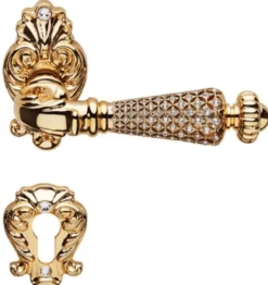 Casa Padrino Barock Türgriff Set mit Swarovski Kristallglas 14,2 cm - Made in Italy