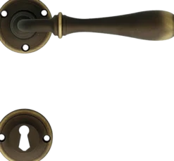 Casa Padrino Barock Türgriff Set Französischer Antik Stil ( Klinke mit Rosette ) - Messing Türklinken - Made in Italy