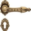 Casa Padrino Barock Türklinken Set Messing Patiniert 15,8 x H. 8,4 cm - Prunkvolle Türgriffe im Barockstil